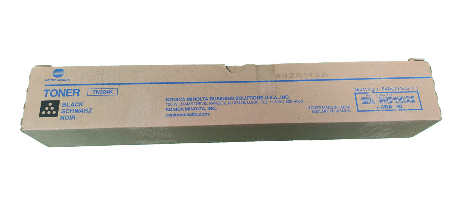 Genuine Konica Minolta Black Toner Cartridge |  A8DA130 | TN-324K | Bizhub C258, C308, C368