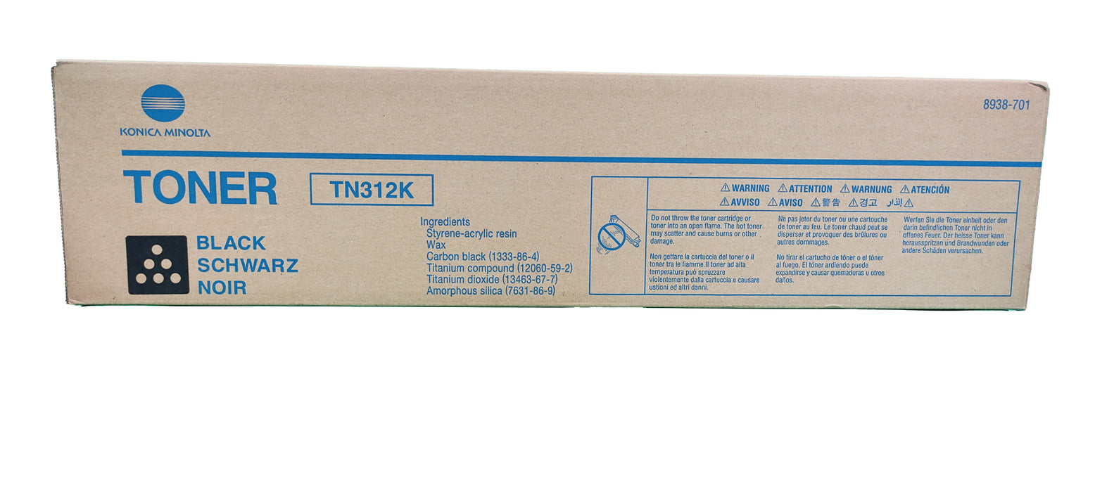 Genuine Konica Minolta Black Toner Cartridge | 8938-701 | TN-312K | Bizhub C300, C352
