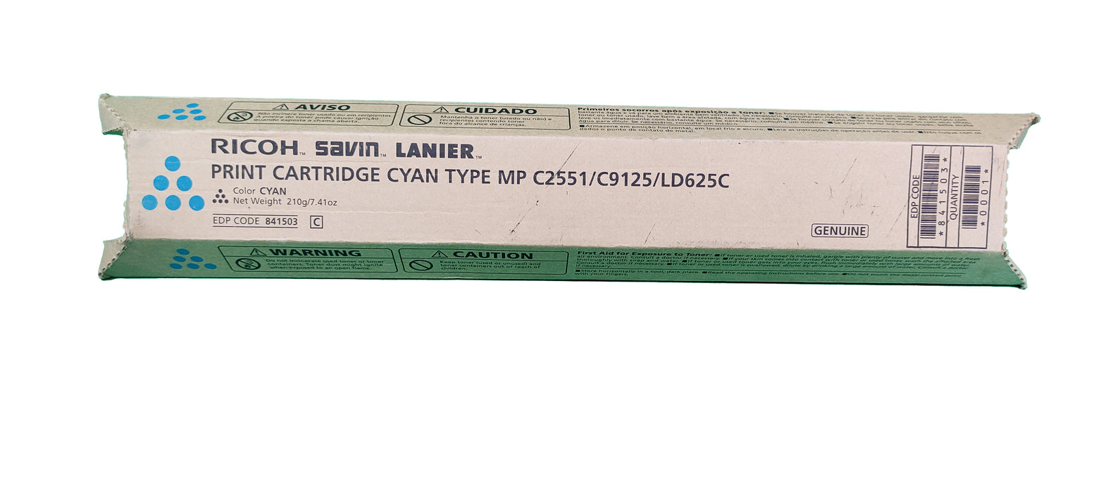 Genuine Ricoh Cyan Toner Cartridge | 841503 | MP C2551/C9125/LD625C