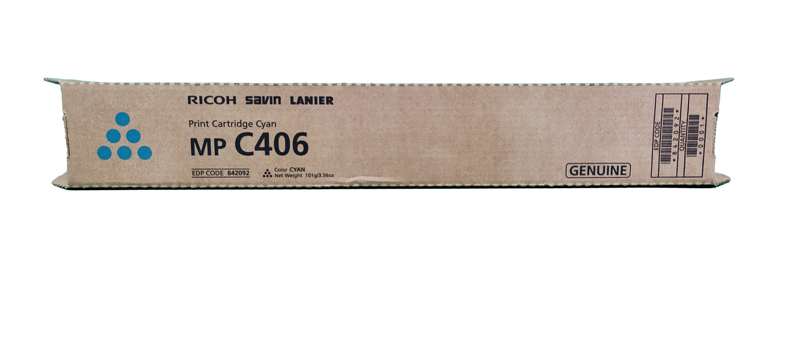 Genuine Ricoh Cyan Toner Cartridge | 842092 | MP C406