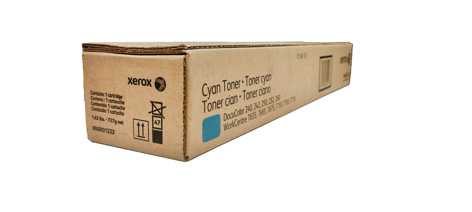 Genuine Xerox Cyan Toner Cartridge | OEM 006R01222 | DocuColor 240, 242, 250, 252, 260 | Work Centre 7655, 7665, 7675, 7755, 7765, 7775