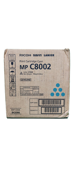 Genuine Ricoh Cyan Toner Cartridge | 842086 | MP C8002/C6502/C7502