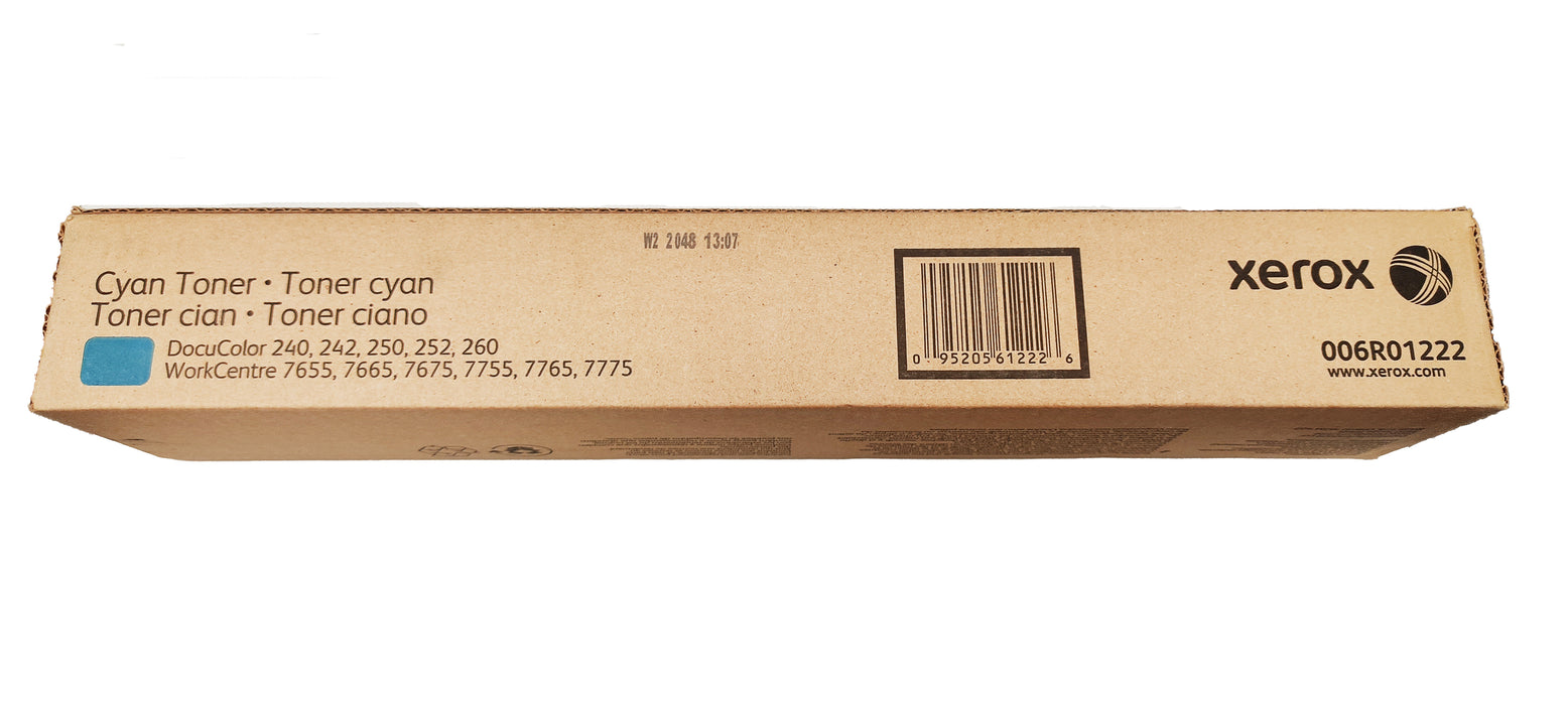 Genuine Xerox Cyan Toner Cartridge | OEM 006R01222 | DocuColor 240, 242, 250, 252, 260 | Work Centre 7655, 7665, 7675, 7755, 7765, 7775