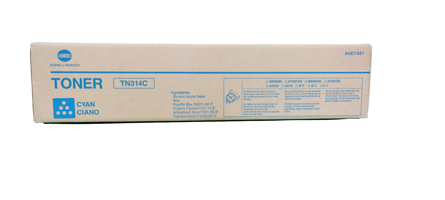 Genuine Konica Minolta Cyan Toner Cartridge | A0D7431 | TN-314C | Bizhub C353