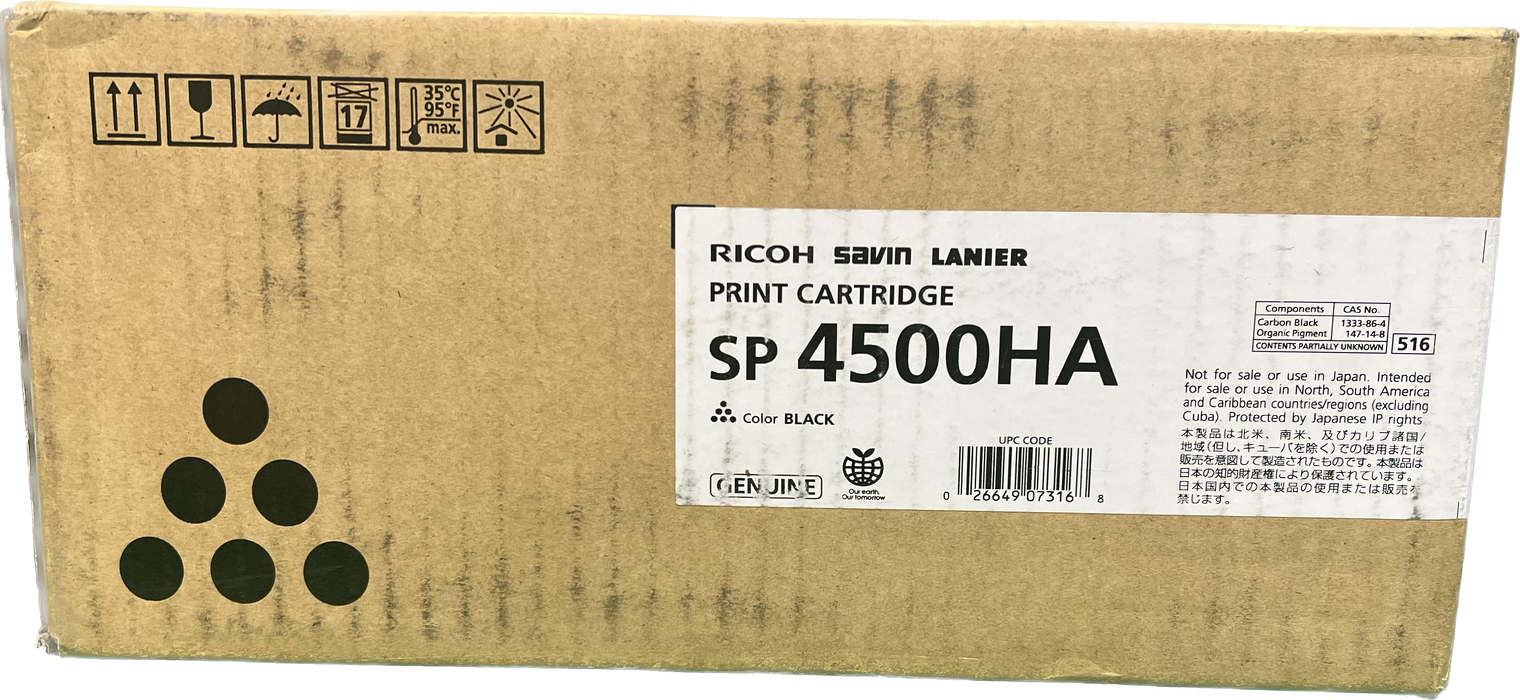 Genuine Ricoh Black Toner Cartridge | 407316 | SP 4500HA