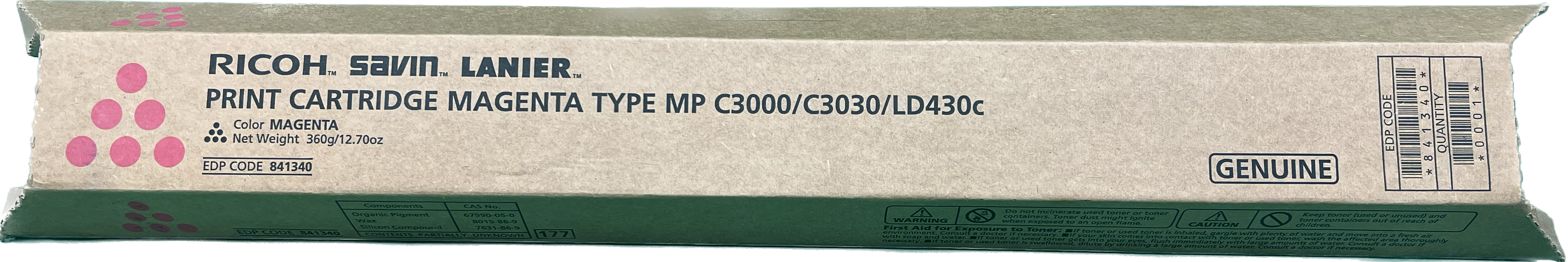 Genuine Ricoh Magenta Toner Cartridge | 841340 | MP C3000/C3030/LD430C