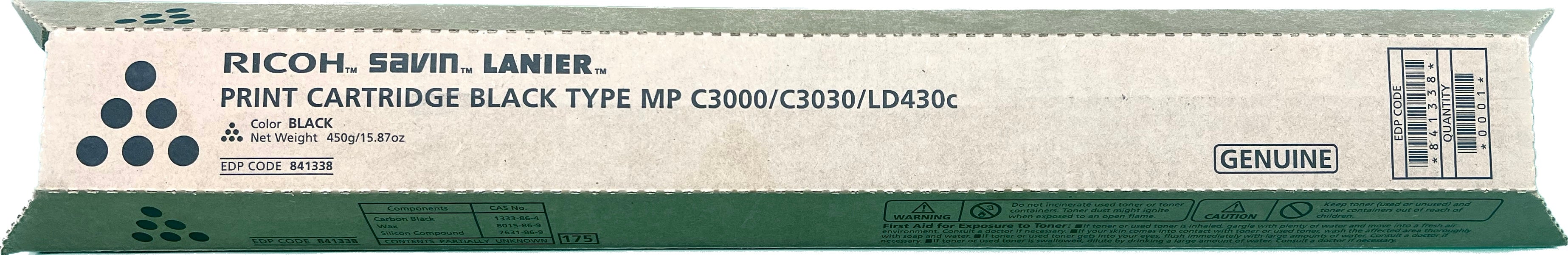 Genuine Ricoh Black Toner Cartridge | 841338 | MP C3000/C3030/LD430C