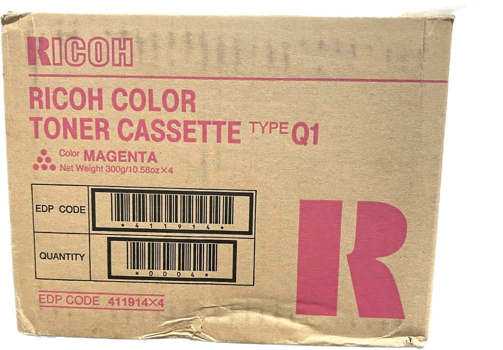 Genuine Ricoh Magenta Toner Cassette (Quantity 4) | 411914 | Type Q1