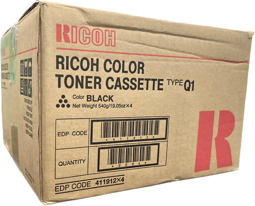 Genuine Ricoh Black Toner Cassette (Quantity 4) | 411912 | Type Q1
