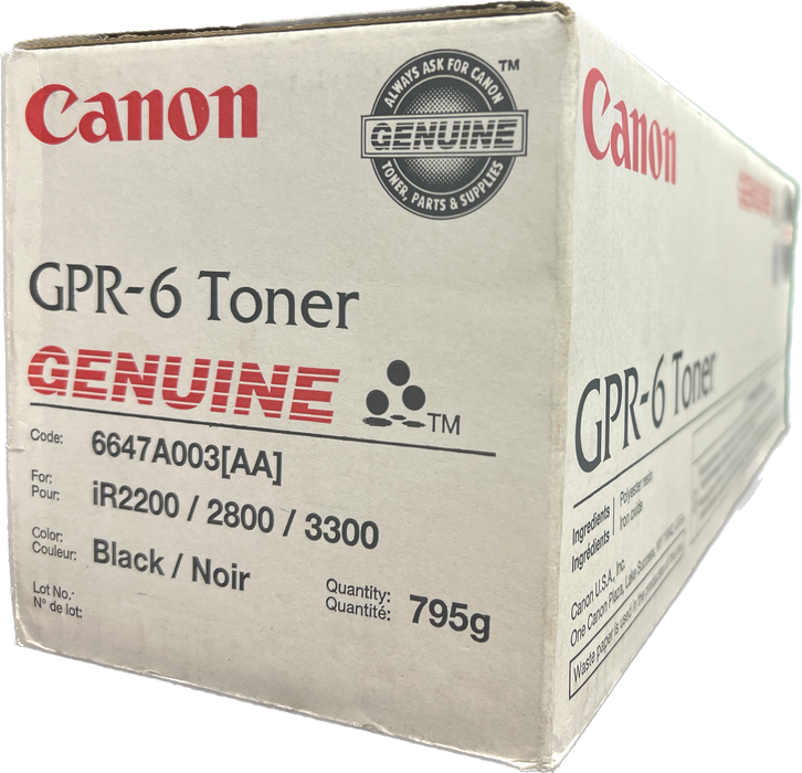 Genuine Canon Black Toner Cartridge | 6647A003 | GPR-6K