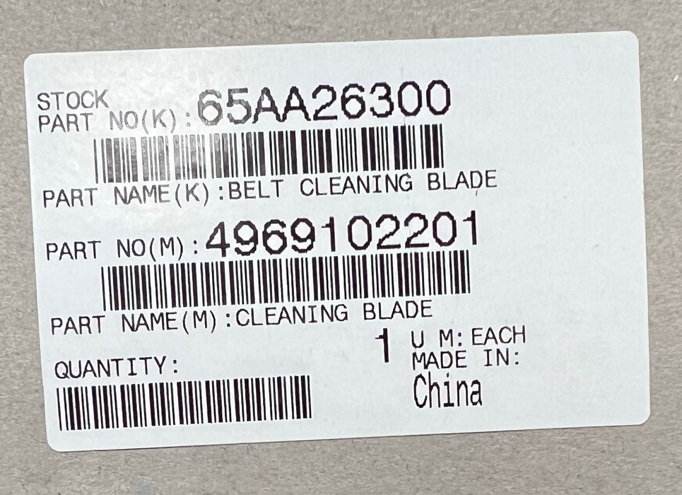 Konica Minolta Cleaning Blade (Transfer belt) | 65AA26300