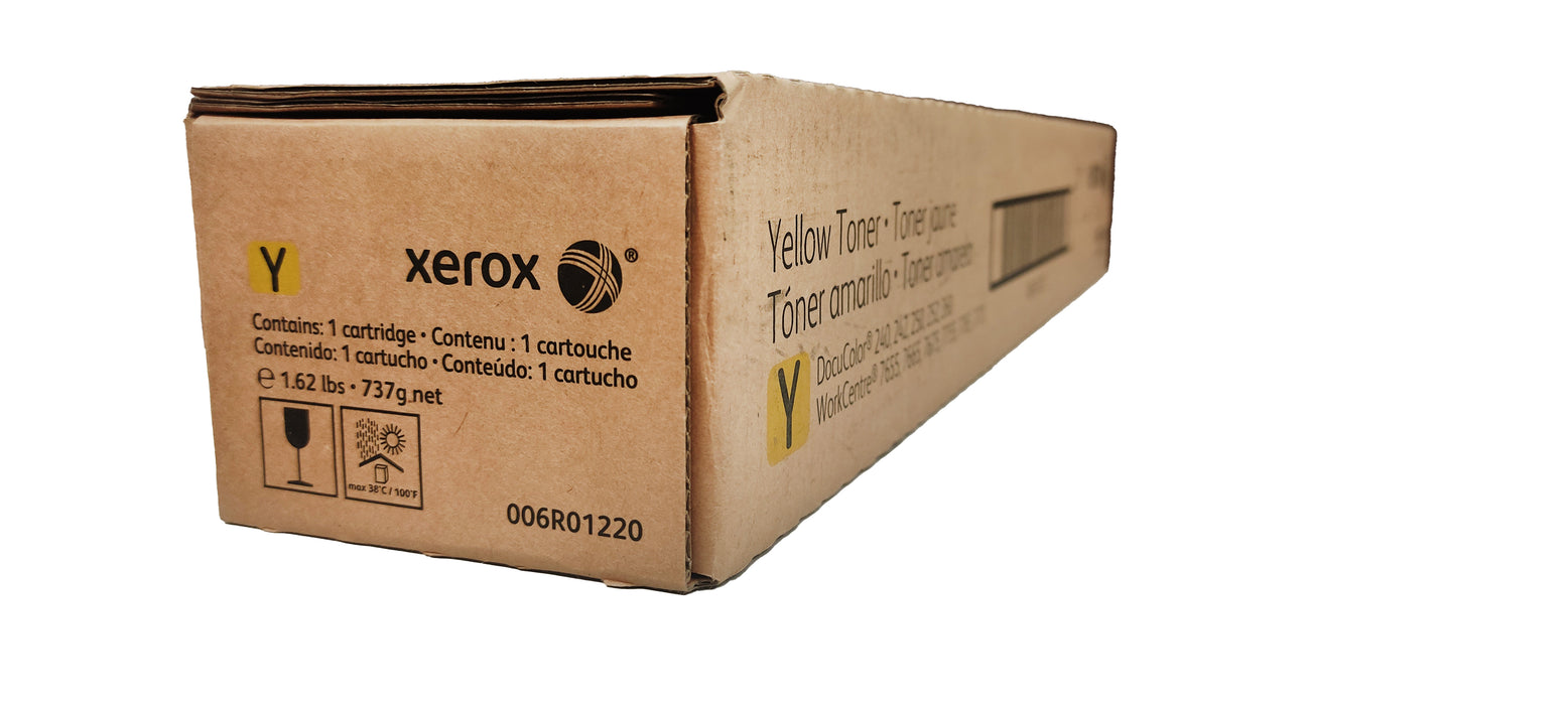 Genuine Xerox Yellow Toner Cartridge | OEM 006R01220 | DocuColor 240, 242, 250, 252, 260 | Work Centre 7655, 7665, 7675, 7755, 7765, 7775