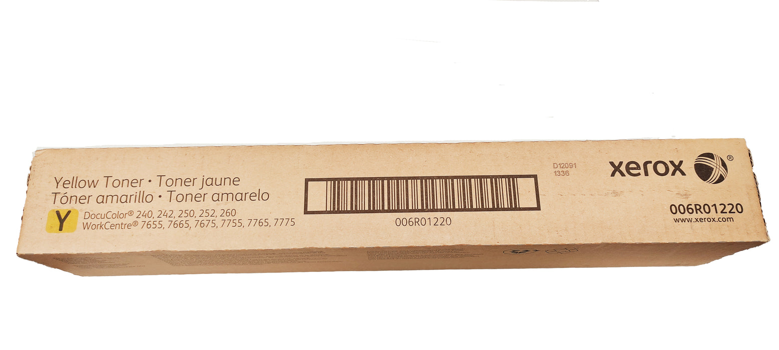 Genuine Xerox Yellow Toner Cartridge | OEM 006R01220 | DocuColor 240, 242, 250, 252, 260 | Work Centre 7655, 7665, 7675, 7755, 7765, 7775