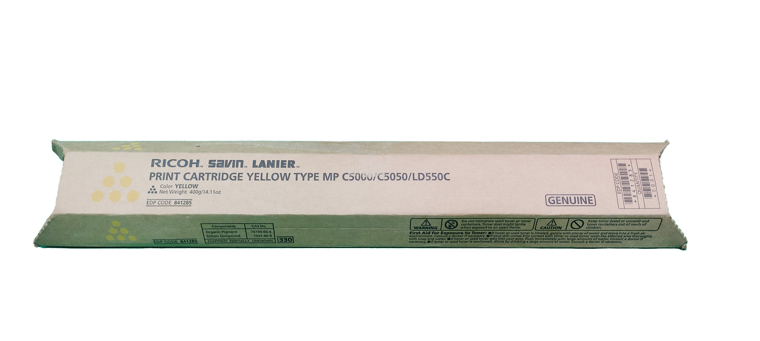 Genuine Ricoh Yellow Toner Cartridge | 841285 | MP C5000/C5050/LD550C